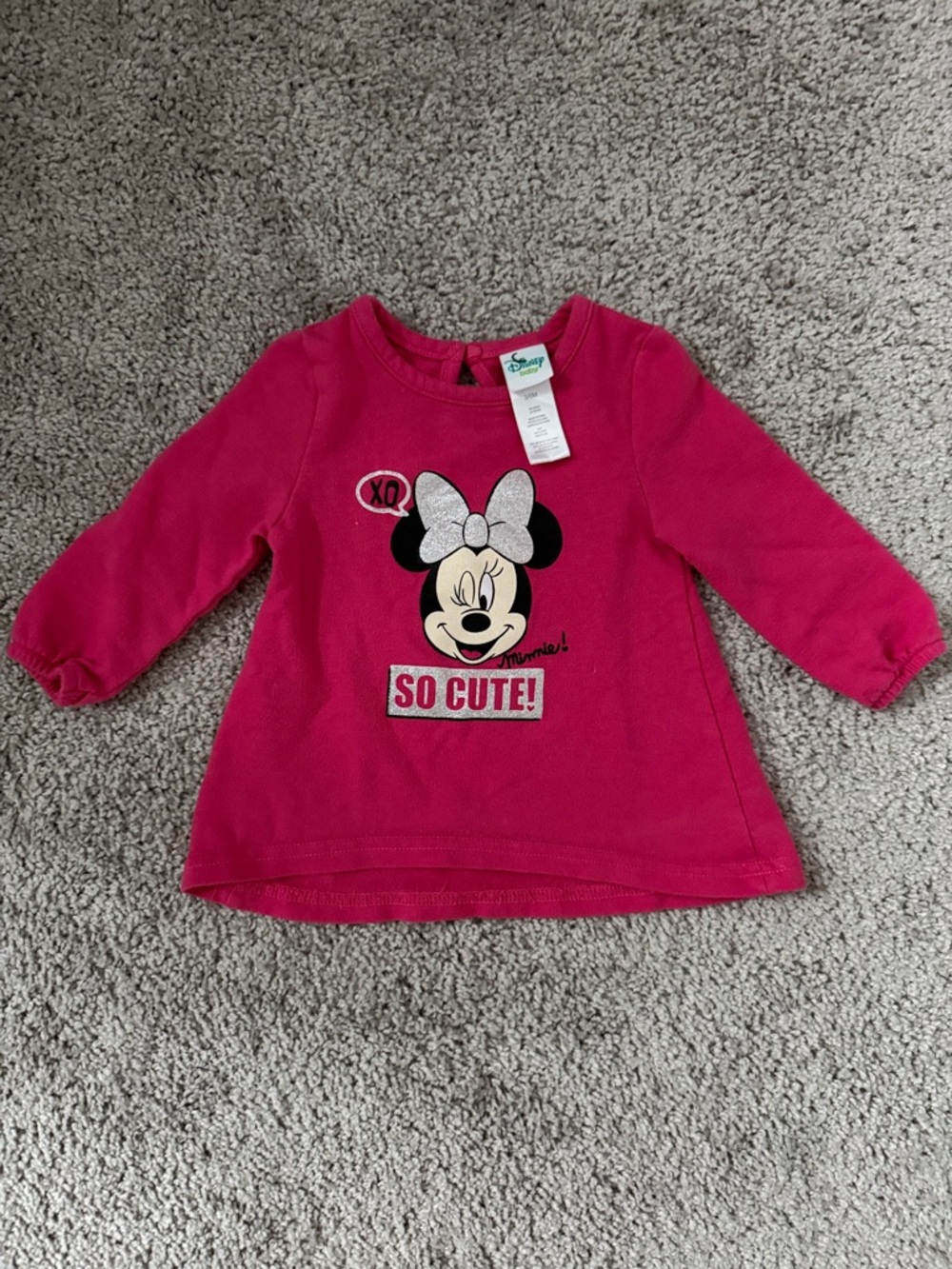 Disney Pink Minnie Mouse Long-Sleeve Tee with Sparkle Bow